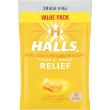 Kẹo ho Halls Cough & Throat Relief Sugar Free Honey Lemon 180 viên